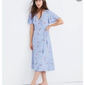 Aloha Floral Button-Wrap Midi Dress from Madewell